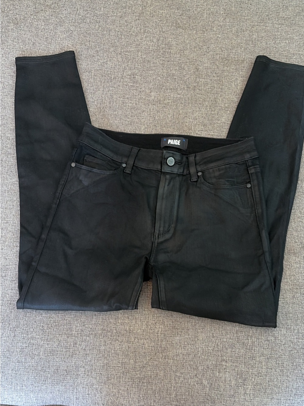 PAIGE Black Coated Skinny Jeans